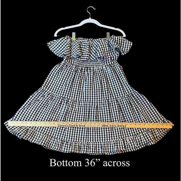 NEW ASOS DESIGN Bandaeau Tiered Mini Sundress in Mono Gingham. Size 4 - Picture 15 of 16